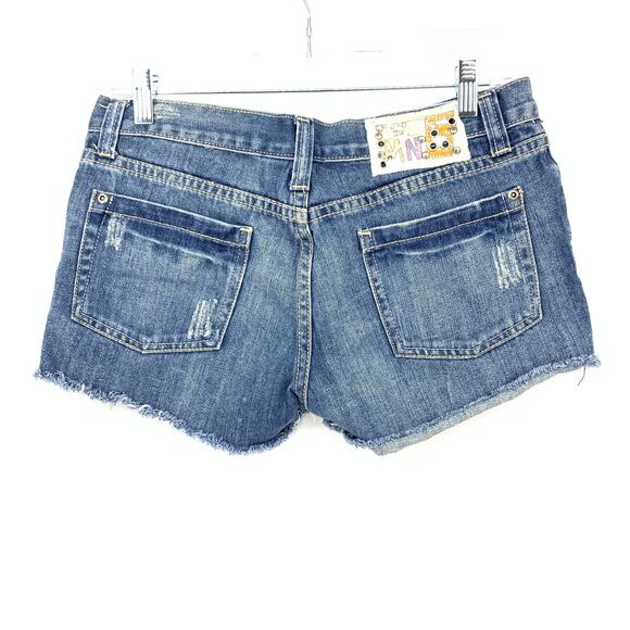 MNG Jeans Cut Off Shorts Womens Size 6 Medium Was Distressed Low Rise - Picture 2 of 6
